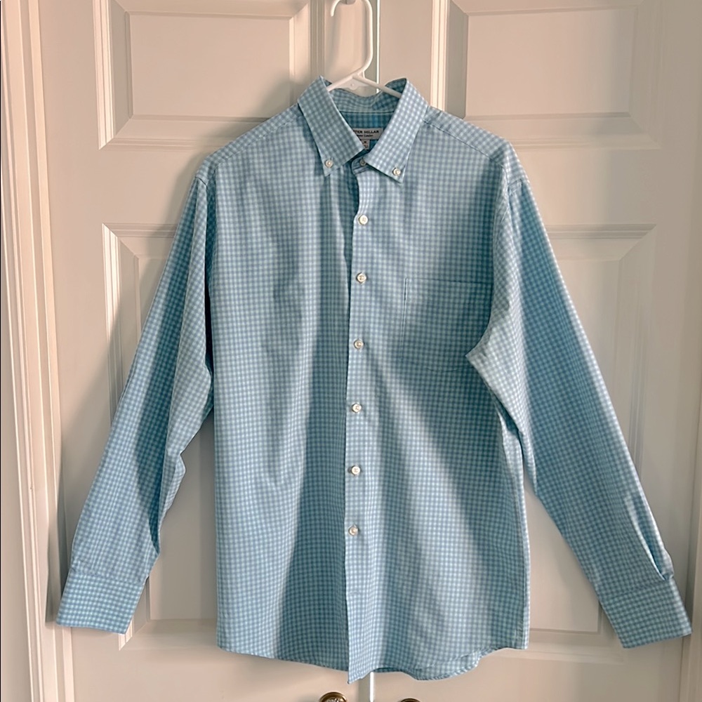 Peter Millar Light Blue Gingham Men's Shirt